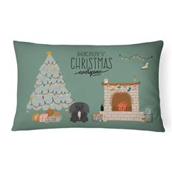 12 x 3 x 16 in. Black Pekingese Christmas Everyone Canvas Fabric Decorative Pillow