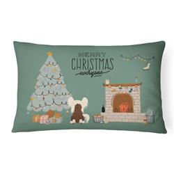 12 x 3 x 16 in. Cream Chinese Crested Christmas Everyone Canvas Fabric Decorative Pillow