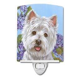 6 x 4 in. Westie Hydrangea Ceramic Night Light