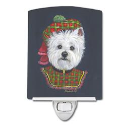6 x 4 in. Westie Lad Plaid Ceramic Night Light