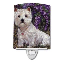 6 x 4 in. Westie Lily & Lilacs Ceramic Night Light
