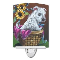 6 x 4 in. Westie Zoe & Sunflowers Ceramic Night Light