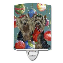 6 x 4 in. Yorkie Christmas All That Glitters Ceramic Night Light