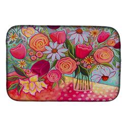 Picture of Carolines Treasures PPD3019DDM 14 x 21 in. Polka Dots Flowers Dish Drying Mat