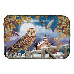 Picture of Carolines Treasures PRS4032DDM 14 x 21 in. Short-Eared Owl in the Churchyard Dish Drying Mat