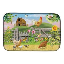 Picture of Carolines Treasures PRS4037DDM 14 x 21 in. Rooster On Fence Dish Drying Mat