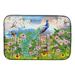 Picture of Carolines Treasures PRS4042DDM 14 x 21 in. Peacock on Garden Fence Dish Drying Mat
