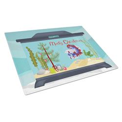 Comb Tail Betta Merry Christmas Glass Cutting Board - Large