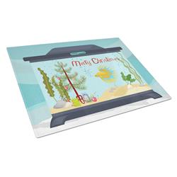 Crown Tail Betta Merry Christmas Glass Cutting Board - Large