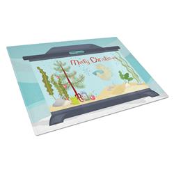 Elephant Ear Betta Merry Christmas Glass Cutting Board - Large