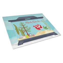 Veil Tail Betta Merry Christmas Glass Cutting Board - Large