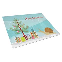 Garden Snail Merry Christmas Glass Cutting Board - Large