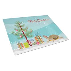 Pond Slider Turtle Merry Christmas Glass Cutting Board - Large