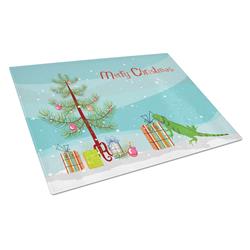 Iguana Merry Christmas Glass Cutting Board - Large