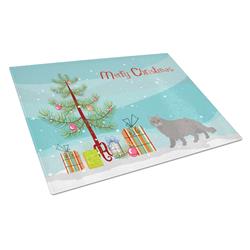 British Longhair Cat Merry Christmas Glass Cutting Board - Large