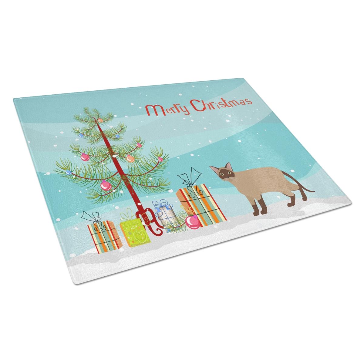 CK4576LCB Burmese Cat Merry Christmas Glass Cutting Board - Large