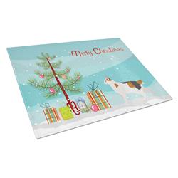 Korean Bobtail Cat Merry Christmas Glass Cutting Board - Large