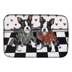 Picture of Carolines Treasures PPP3249DDM 14 x 21 in. Boston Terrier Puppy Love Dish Drying Mat