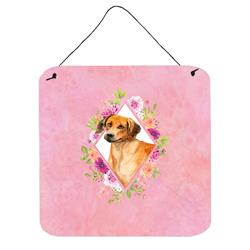 6 x 6 in. Rhodesian Ridgeback Pink Flowers Wall or Door Hanging Prints