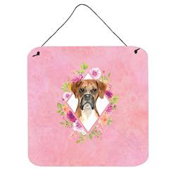 6 x 6 in. Boxer Pink Flowers Wall or Door Hanging Prints