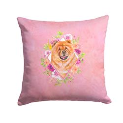 14 x 3 x 14 in. Chow Chow No.1 Pink Flowers Fabric Decorative Pillow