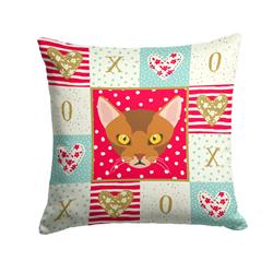 14 x 3 x 14 in. Abyssinian Cat Love Fabric Decorative Pillow