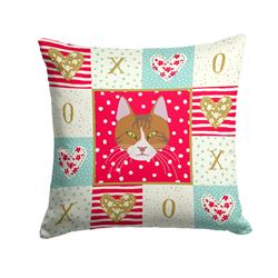 14 x 3 x 14 in. Aegean Cat Love Fabric Decorative Pillow