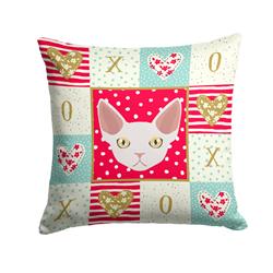 14 x 3 x 14 in. Devon Rex Cat Love Fabric Decorative Pillow
