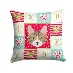 14 x 3 x 14 in. Dragon Li Cat Love Fabric Decorative Pillow