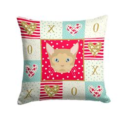 14 x 3 x 14 in. German Rex Cat Love Fabric Decorative Pillow