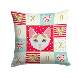 14 x 3 x 14 in. Japanese Bobtail Cat Love Fabric Decorative Pillow