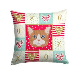 14 x 3 x 14 in. Manx Cat Love Fabric Decorative Pillow