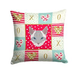14 x 3 x 14 in. Ojos Azules Cat Love Fabric Decorative Pillow