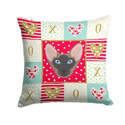 14 x 3 x 14 in. Oriental Bicolor Cat Love Fabric Decorative Pillow