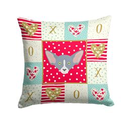 14 x 3 x 14 in. Peterbald Cat Love Fabric Decorative Pillow