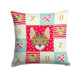 14 x 3 x 14 in. Savannah Cat Love Fabric Decorative Pillow
