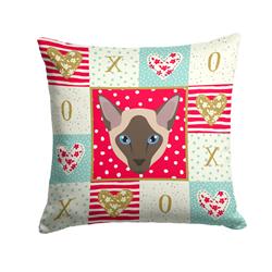 14 x 3 x 14 in. Siamese Modern Cat Love Fabric Decorative Pillow