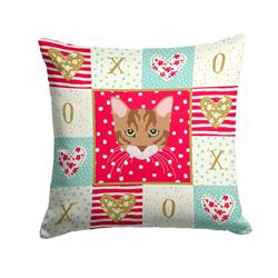 14 x 3 x 14 in. Toyger Cat Love Fabric Decorative Pillow