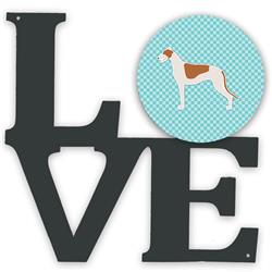 11.5 x 11.75 in. Greyhound Checkerboard Blue Metal Artwork Love Wall Decor