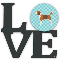 11.5 x 11.75 in. Beagle Checkerboard Blue Metal Artwork Love Wall Decor