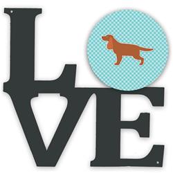 11.5 x 11.75 in. English Cocker Spaniel Checkerboard Blue Metal Artwork Love Wall Decor
