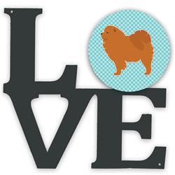 11.5 x 11.75 in. Chow Chow Checkerboard Blue Metal Artwork Love Wall Decor
