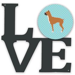 11.5 x 11.75 in. Boxer Checkerboard Blue Metal Artwork Love Wall Decor