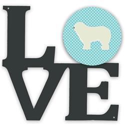 11.5 x 11.75 in. Komondor Checkerboard Blue Metal Artwork Love Wall Decor