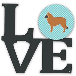 11.5 x 11.75 in. Belgian Shepherd Checkerboard Blue Metal Artwork Love Wall Decor