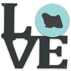 11.5 x 11.75 in. Puli Checkerboard Blue Metal Artwork Love Wall Decor