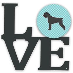 11.5 x 11.75 in. Giant Schnauzer Checkerboard Blue Metal Artwork Love Wall Decor