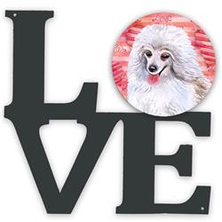 11.5 x 11.75 in. Medium White Poodle Love Metal Artwork Wall Decor