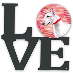 Picture of Carolines Treasures BB9780WALV 11.5 x 11.75 in. Bull Terrier Love Metal Artwork Wall Decor