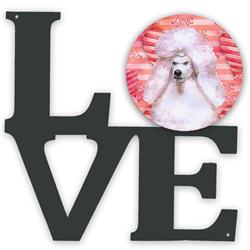 11.5 x 11.75 in. White Standard Poodle Love Metal Artwork Wall Decor